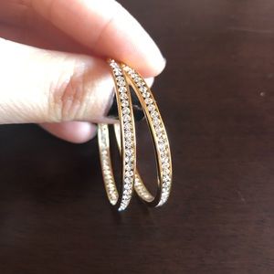 Hoop Earrings, Cubic Zirconia, Gold plated Hoops
